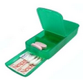 Pill Box - Two Compartment w/ Band Aid Tray Translucent Green